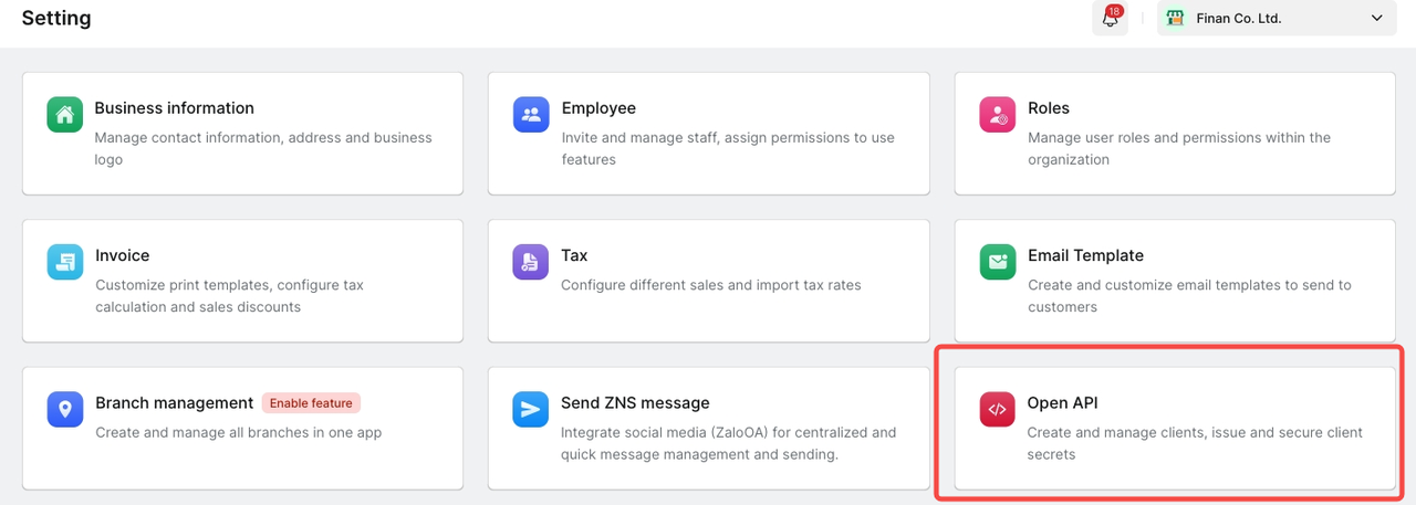 Cài đặt Open API